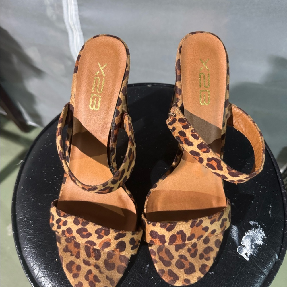 X2 Leopard Print Heeled Sandals